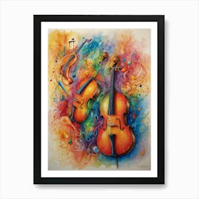 Cello And Music Notes Art Print