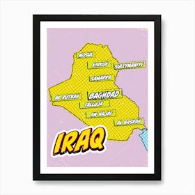 Iraq Pop Art Map Art Print