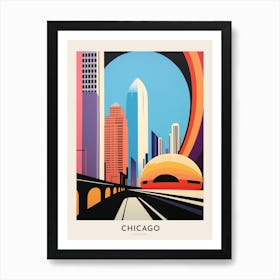 Cloudgate Chicago Colourful Travel Poster Art Print