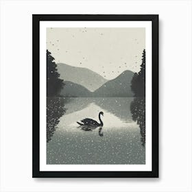 A Serene Swan Floating On A Misty Lake 1 Art Print