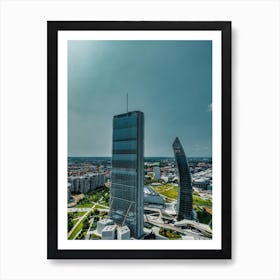 Milan skyscrapers drone vertical photography Art Print