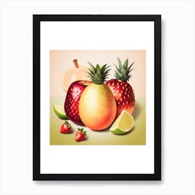 Fruit Set , Realistic Art Art Print