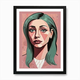 Portrait Of A Woman With Green Hair Art Print