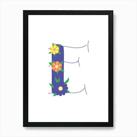 Living Room Floral Letters Purple 05 Art Print