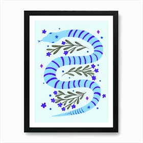 Modern Snake Blue Poster