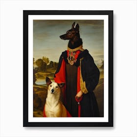 Greyhound 2 Renaissance Portrait Oil Painting Art Print