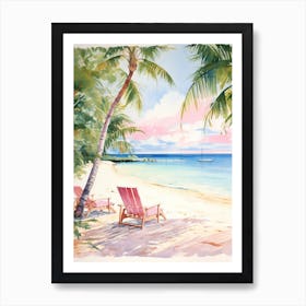 Watercolor Painting Of Grace Bay Beach, Turks And Caicos 1 Poster