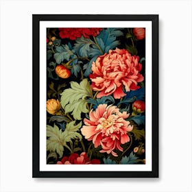 Peony Flower Pattern 1 Art Print