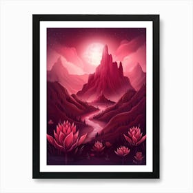 Lotus Flower Landscape Art Print