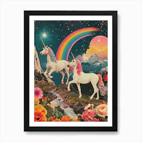 Kitsch Unicorn Rainbow Collage 2 Art Print