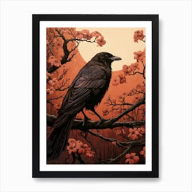 Dark And Moody Botanical Raven 4 Art Print