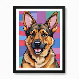 Portrait Of A German Shepherd Art Print