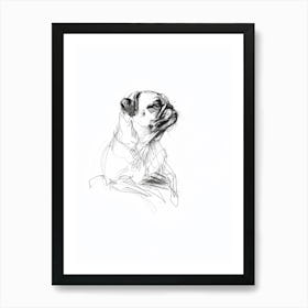 Pug Dog Charcoal Line 2 Art Print