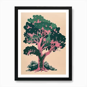 Yew Tree Colourful Illustration 3 Art Print