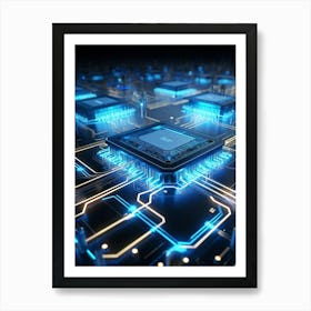 Ai Integrated Futuristic Electronic Circuit Glowing Etched Circuits Intertwining Wires Metallic S 2 1 Art Print