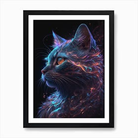 Galaxy Cat In Flames Art Print