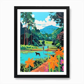 A Painting Of A Dog In Royal Botanic Gardens, Kandy Sri Lanka In The Style Of Pop Art 03 Art Print