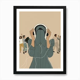 Woman Listening To Music 7 Art Print