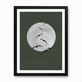 Seagulls On The White Moon Art Print