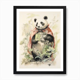 Storybook Animal Watercolour Giant Panda 2 Art Print