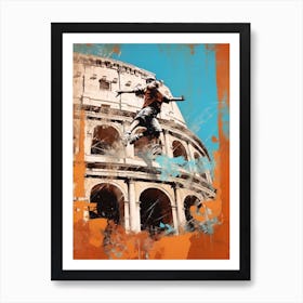 Skateboarding In Rome, Italy Drawing 2 Art Print