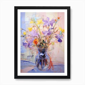 Abstract Flower Painting Purple Flower Art Print