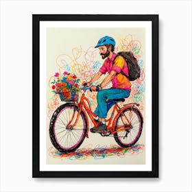 Man On A Bike Art Print