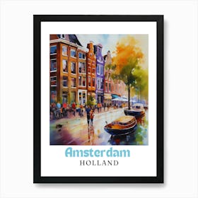 Netherlands Amsterdam, travel poster, wall art print, Amsterdam painting,15 Art Print