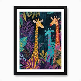 Fun Vibrant Giraffe Illustration 4 Art Print