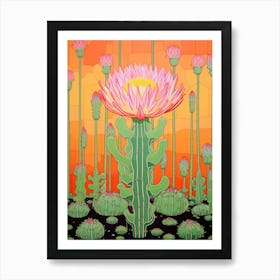 Mexican Style Cactus Illustration Acanthocalycium Cactus 1 Art Print