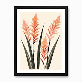 Chilean Flamingo Ginger Plants Minimalist Illustration 4 Art Print