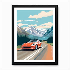 A Nissan Z Car In Icefields Parkway Flat Illustration 1 Art Print