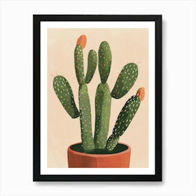 Cactus Plant Minimalist Illustration 3 Art Print