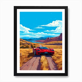 A Ferrari Enzo In The Andean Crossing Patagonia Illustration 4 Art Print