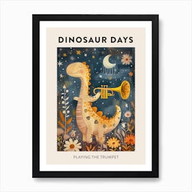 Dinosaur Playing The Trumpet Poster 1 Art Print