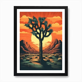  Retro Illustration Of A Joshua Tree At Sunrise 2 Art Print