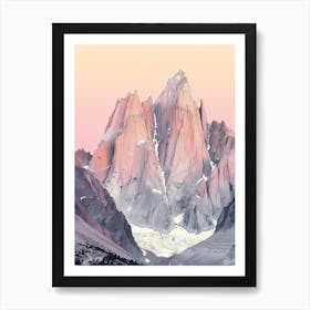 Mount Whitney Usa Color Line Drawing (4) Art Print