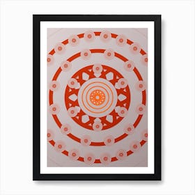 Geometric Abstract Glyph Circle Array in Tomato Red n.0225 Art Print