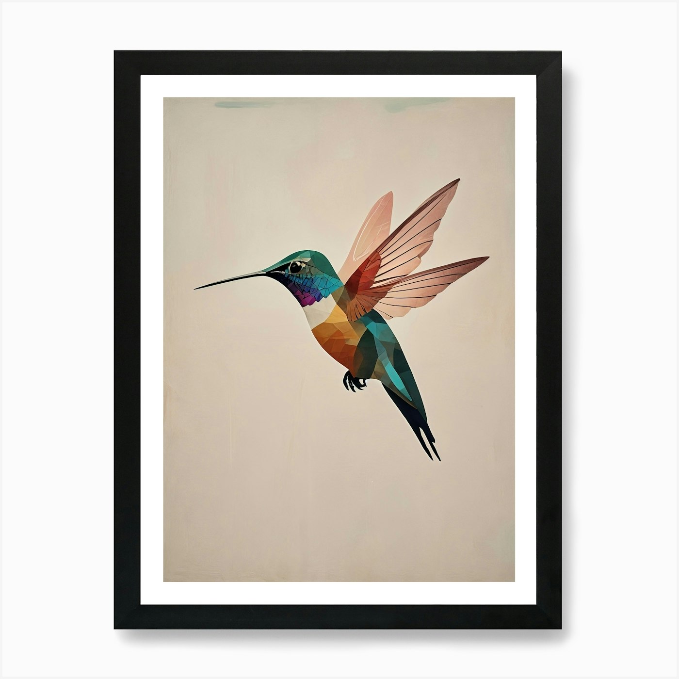 Hummingbird Art Print Framed Wall Art Poster Canvas Print Picture - Picture 2 of 4