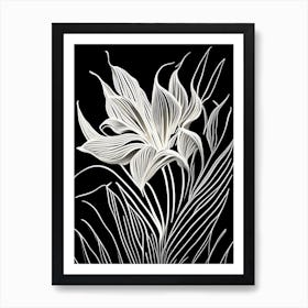 Saffron Leaf Linocut Art Print