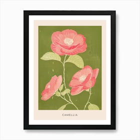 Pink & Green Camellia 1 Flower Poster Art Print