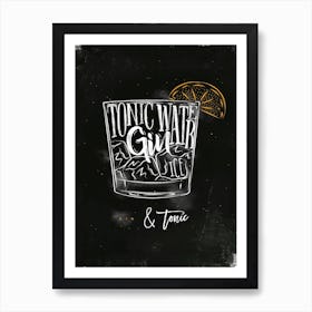 Gin and Tonic Chalk Cocktail Art Print