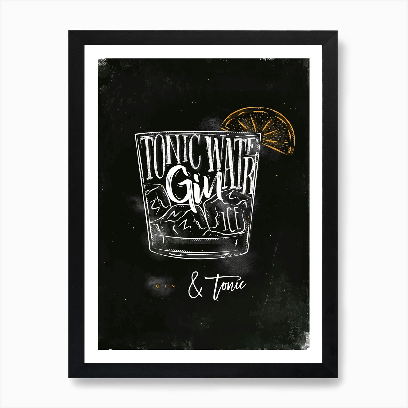 Download Gin and Tonic Chalk Cocktail Art Print by Pixy Paper - Fy