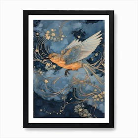 Eastern Bluebird 3 Gold Detail Painting Art Print