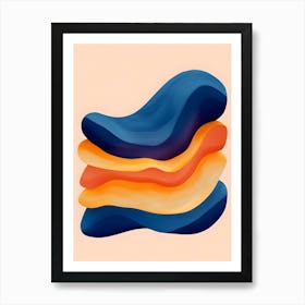 Watercolor Painting Blue And Orange Abstract Póster