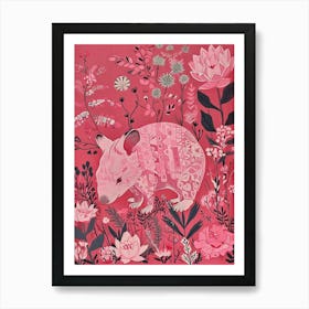 Floral Animal Painting Wombat 2 Art Print