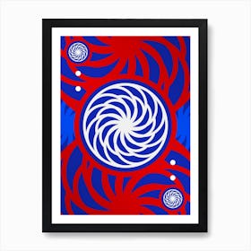 Geometric Abstract Glyph in White on Red and Blue Array n.0082 Art Print