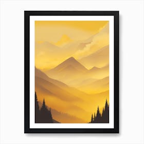 Misty Mountains Vertical Composition In Yellow Tone 18 Art Print