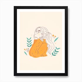 Illustration Of A Girl With Glasses Art Print