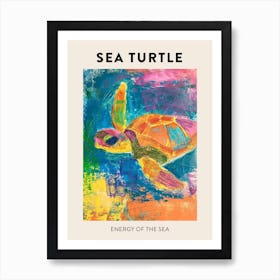 Sea Turtle Rainbow Abstract Scribble Poster 1 Art Print